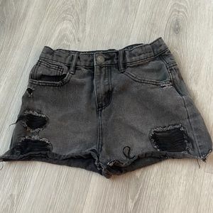 Zara Girls Distressed Black Shorts